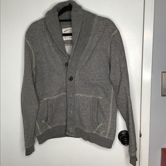 Y2K Men’s American Eagle Shawl CollarGrey Vintage Classic 1977 w/ pockets USXS - Picture 3 of 10